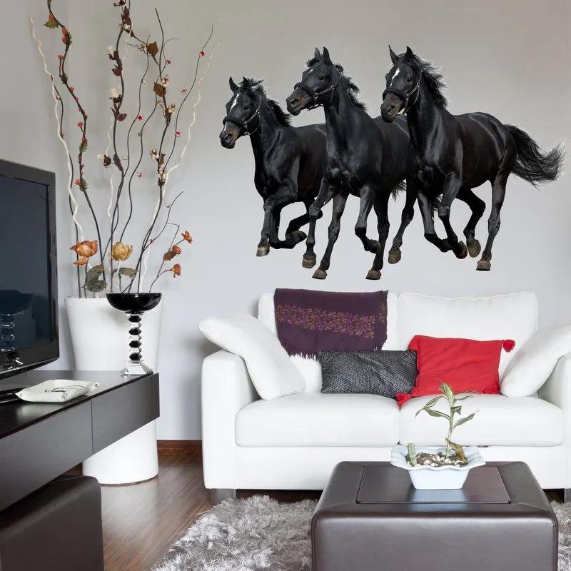 Adesivo da parete - Tre cavalli neri | Inspio