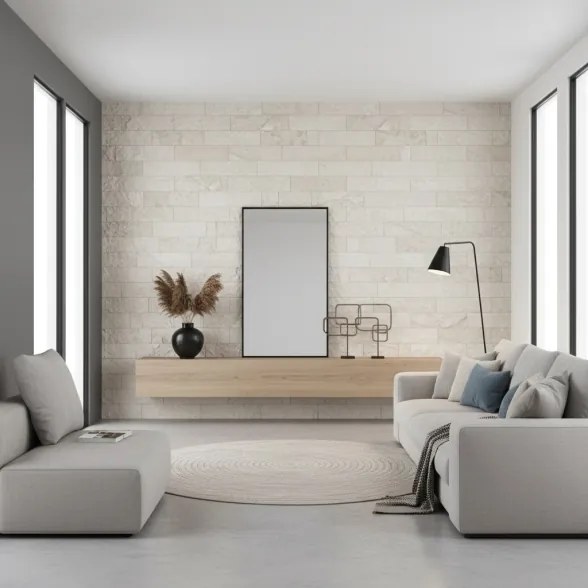 Rivestimento grès porcellanato 16x42 cm effetto pietra Talbignano Beige