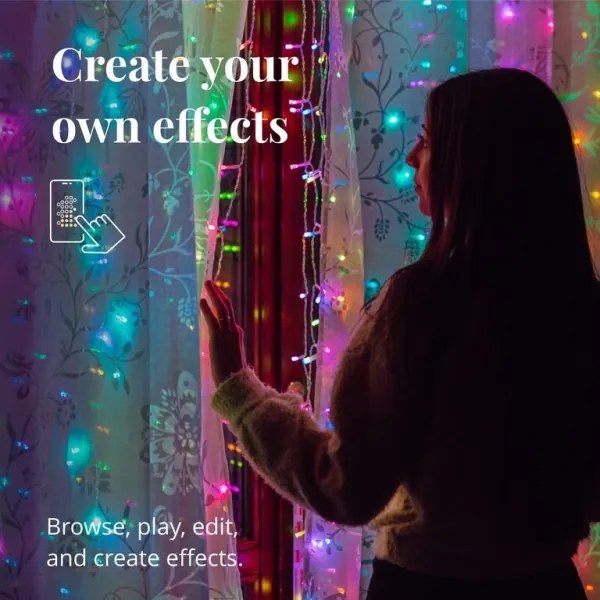 Twinkly TWW210SPP-TEU - LED RGB Tenda natalizia per esterni 210xLED 6,1m IP44 Wi-Fi