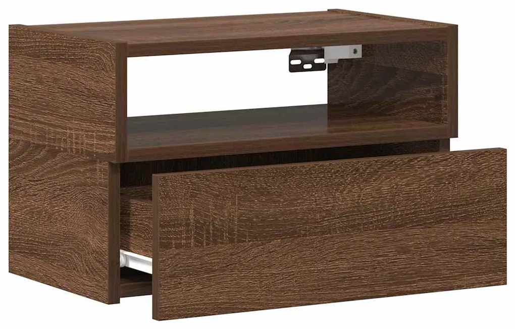 Comodini a muro 2 pz rovere marrone 45x26x28,5 cm
