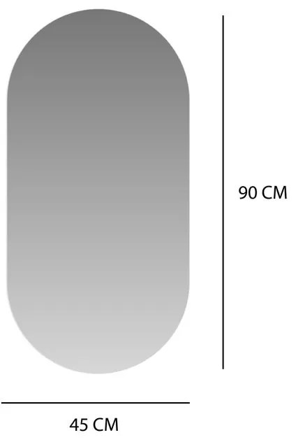 Specchio contenitore nero, 1 anta apertura da sinistra P 12 x L 45 x H 90 cm