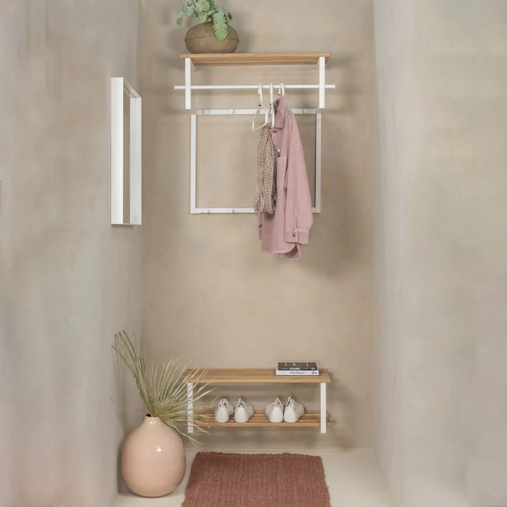 Attaccapanni da parete bianco/di colore naturale in metallo con scaffale 76 cm Rizzoli – Spinder Design