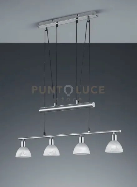 Levisto sospensione con bilancere led 4 vetri acciaio l.80,5 cm 4 l...