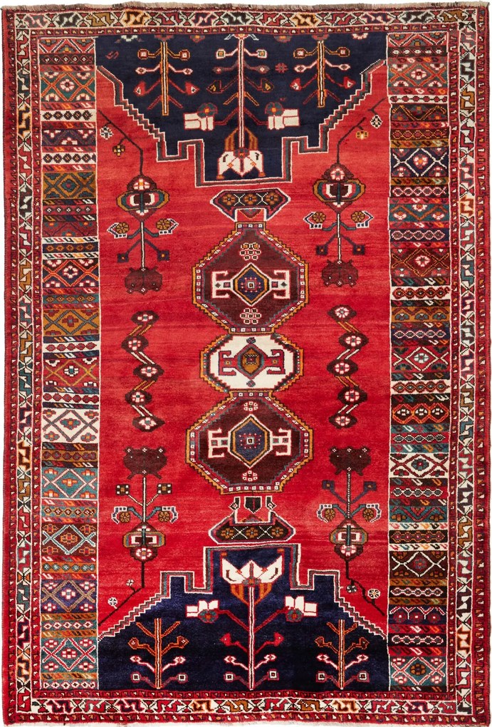 Shiraz Tappeto persiano 170 x 250 Rosso (Iran) Annodato A Mano
