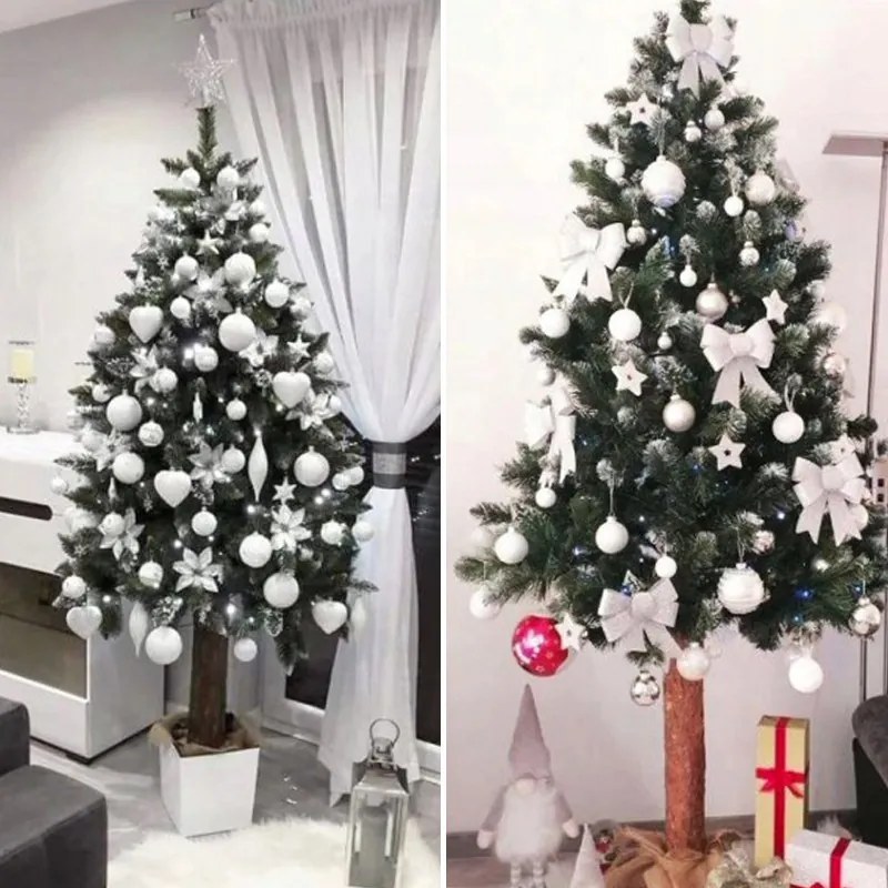 Unico Albero di Natale artificiale , pino leggermente innevato su un tronco 160 cm