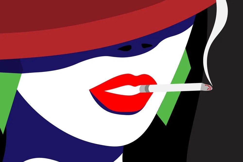 Stampa su tela – Donna con cappello in stile pop art