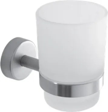 Kamalu - Bicchiere portaspazzolini a muro in acciaio inox satinato e vetro | Monde-S