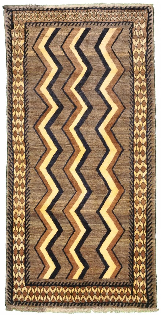 Gabbeh Tappeto persiano 90x180 Nero (Iran) Annodato A Mano