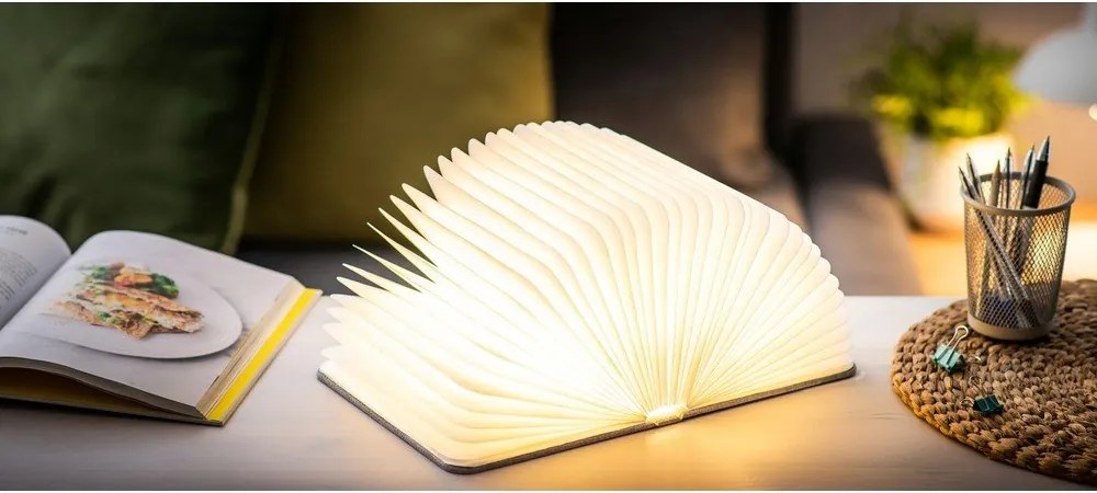 Decorazione luminosa grigia con ricarica USB Booklight – Gingko