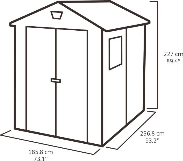 Casetta da Giardino Porta Attrezzi 185,8x236,8x227 cmin Resina Effetto Legno Keter Manor 6x8 Grigia...