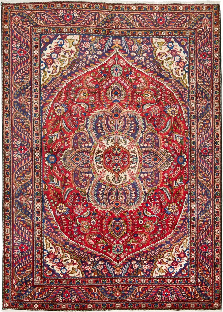 Tabriz Tappeto 200x280 Rosso (Iran) Annodato A Mano