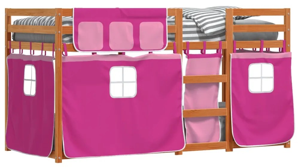 Letto a castello senza materasso rosa 90x200 cm legno di pino