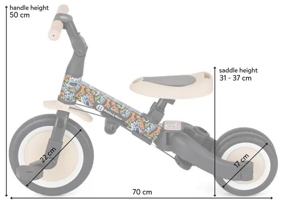 PETITE&MARS - Triciclo 5 in 1 per bambini TURBO LIMITED City Beat