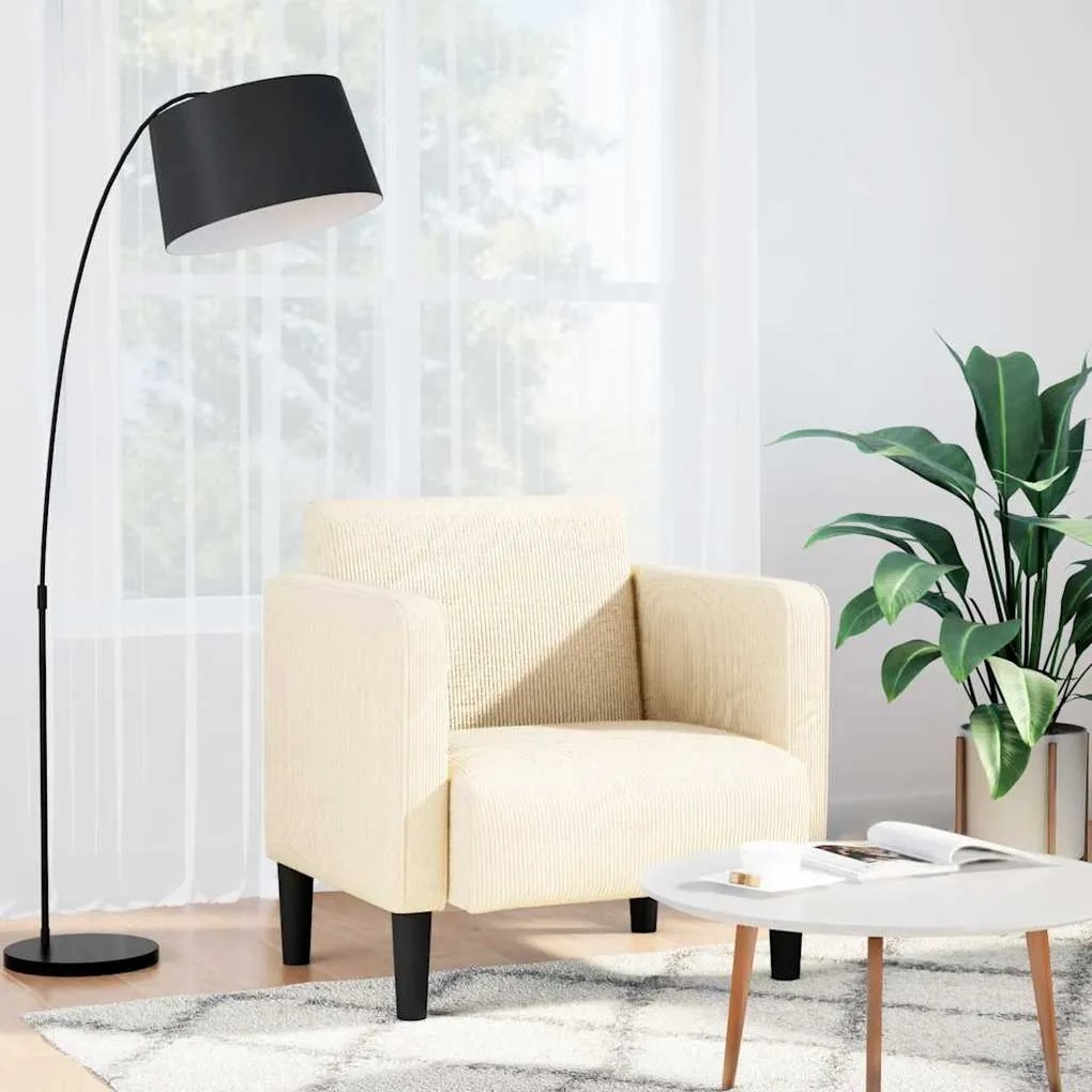 Divano Sedia Con Braccioli Crema 54 Cm Tessuto A Coste /