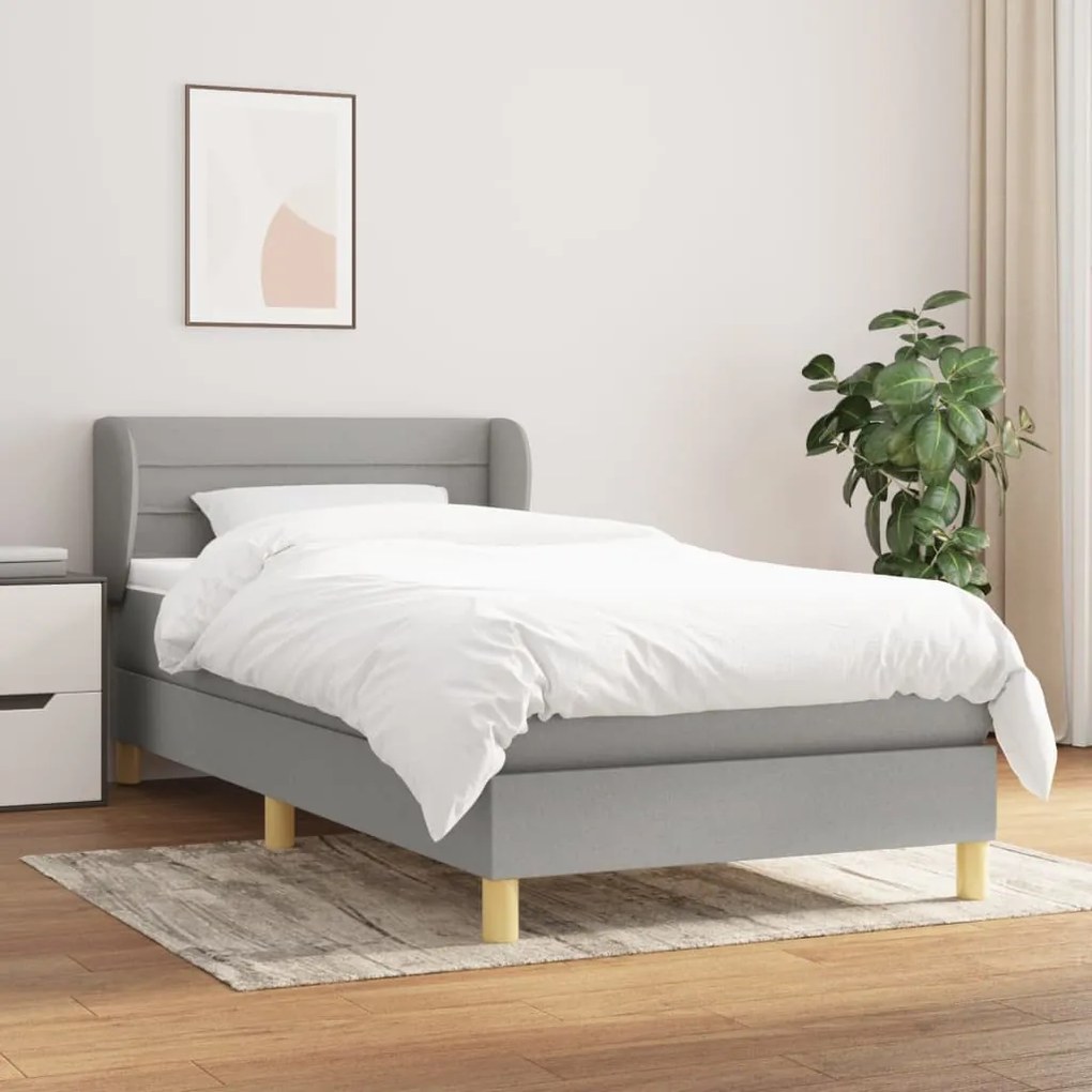 Giroletto A Molle Con Materasso Grigio Chiaro 90x200 Cm Tessuto /