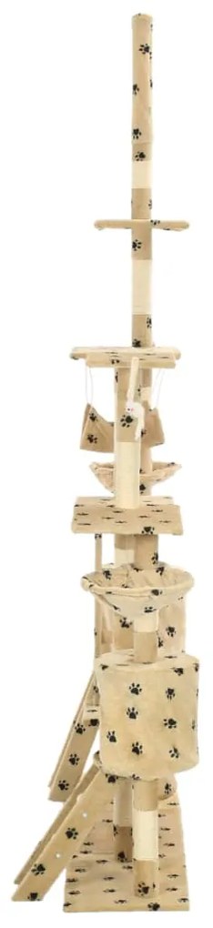 Albero per gatti tiragraffi sisal 230-250cm stampa zampe beige