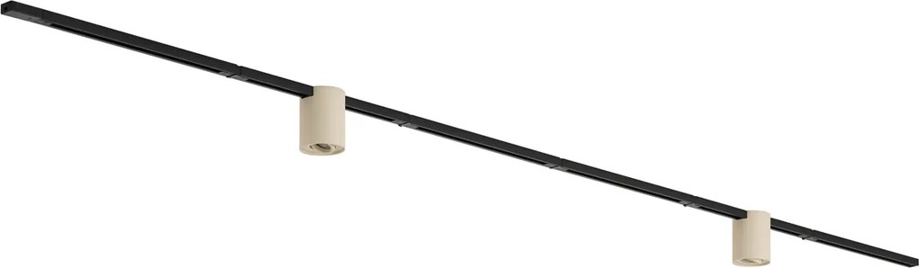 Sistema di illuminazione a binario moderno nero con 2 faretti beige monofase - Iconic Rondoo Up