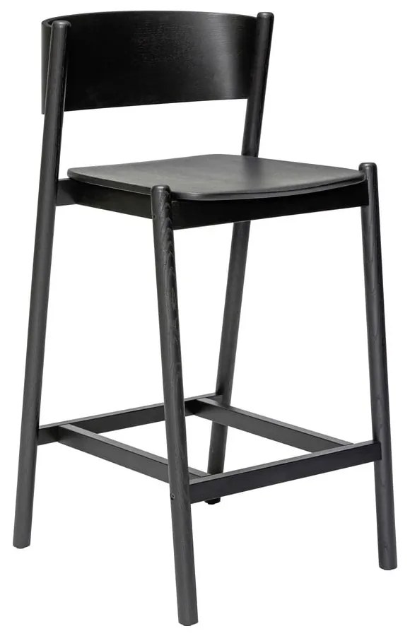 Sgabello da bar nero in legno di quercia altezza seduta 75 cm Oblique - Hübsch