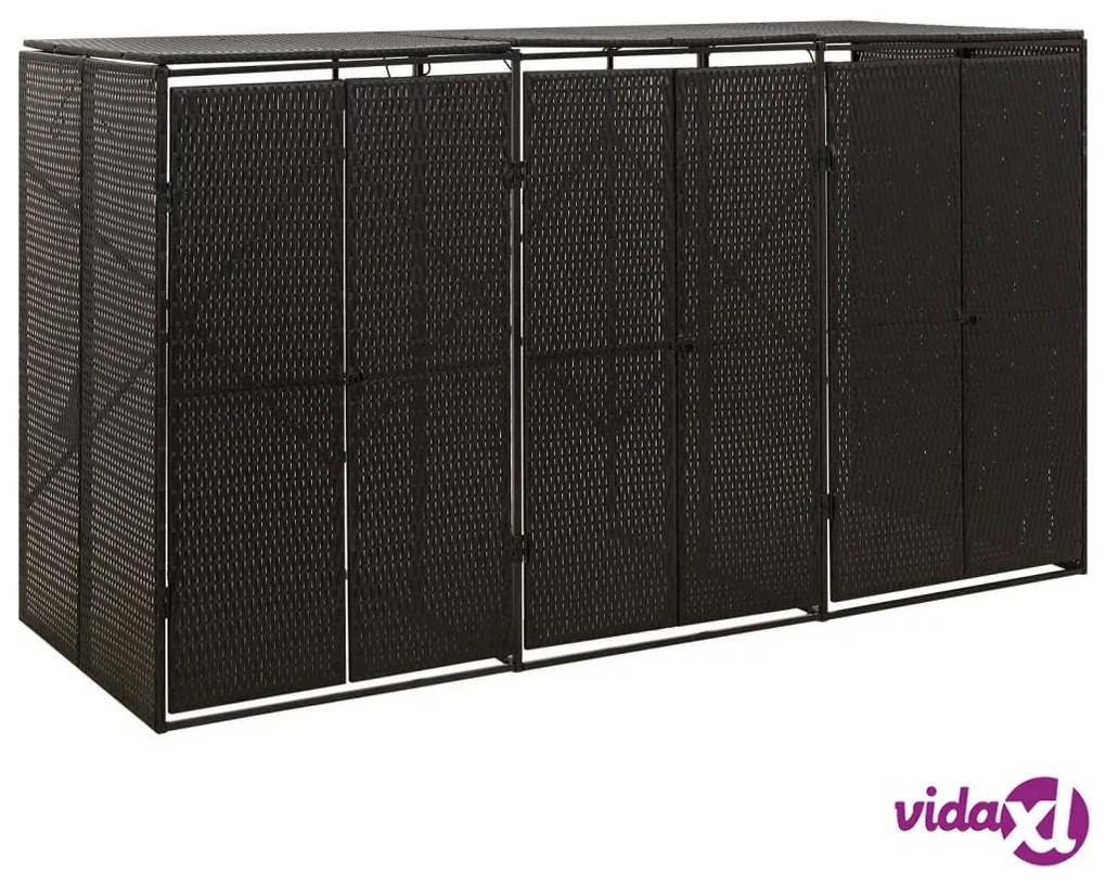 vidaXL Copribidone Triplo Nero 207x80x117 cm in Polyrattan