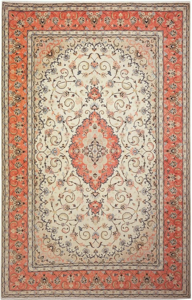 Kashan Tappeto 190x300 Beige (Iran) Annodato A Mano