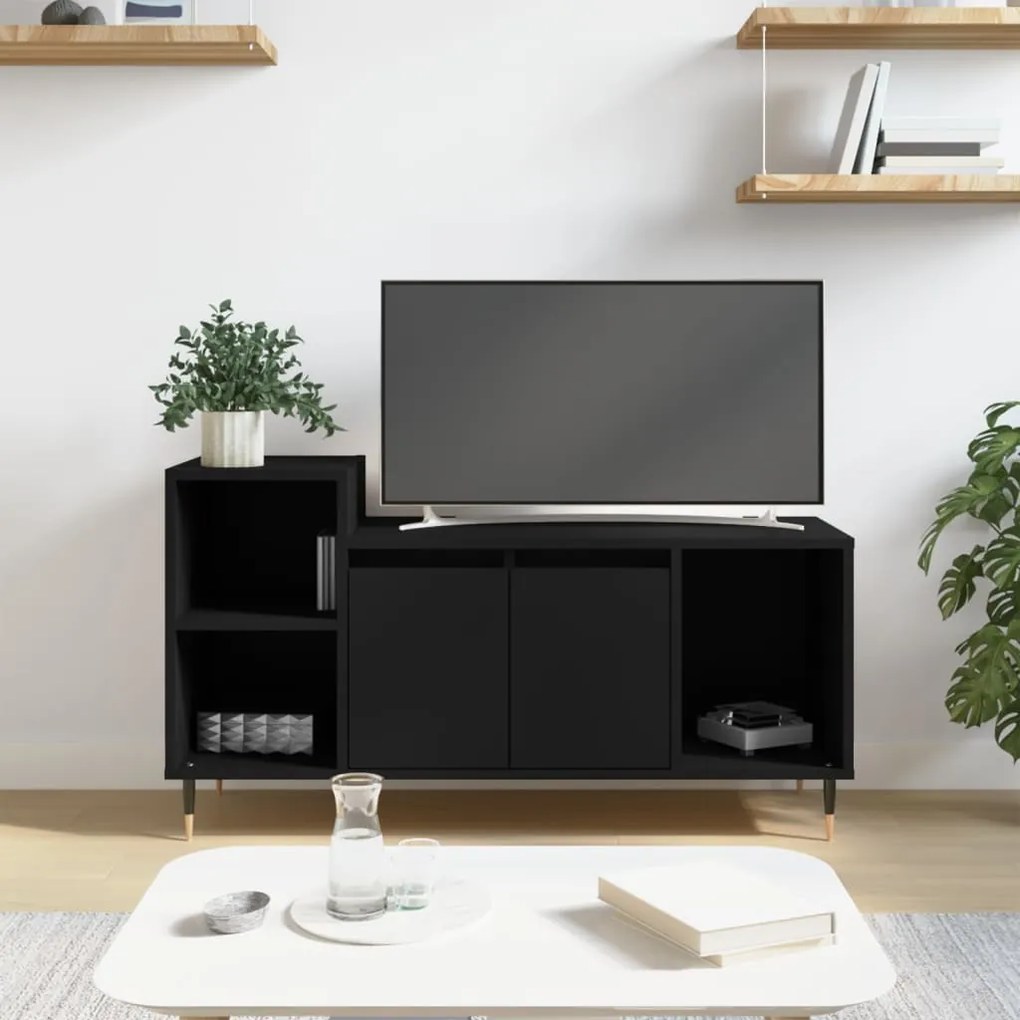 Mobile Porta Tv Nero 100x35x55 Cm İn Legno Multistrato /