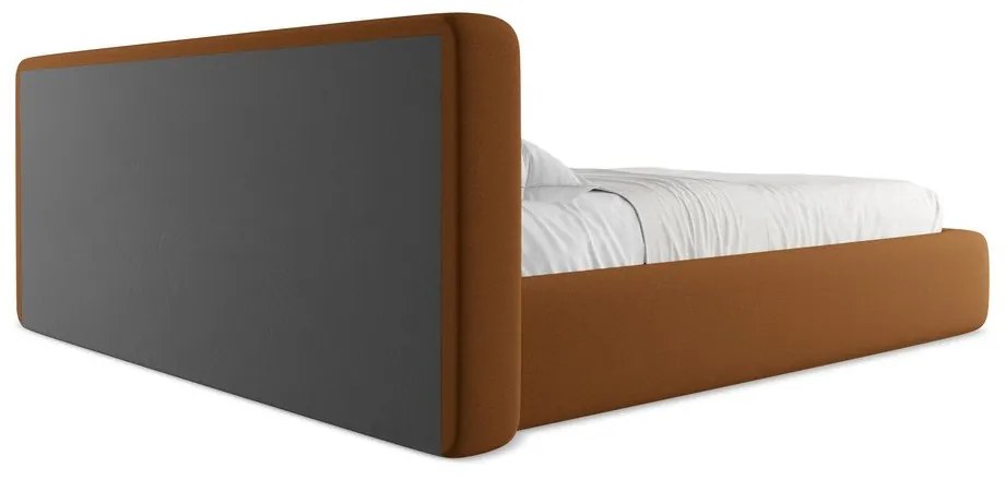 Letto matrimoniale imbottito in terracotta con contenitore a griglia 180x200 cm Kiana - Makamii