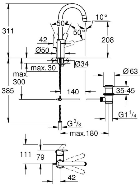 GROHE 24203002 - Miscelatore lavabo START, misura L, cromo lucido