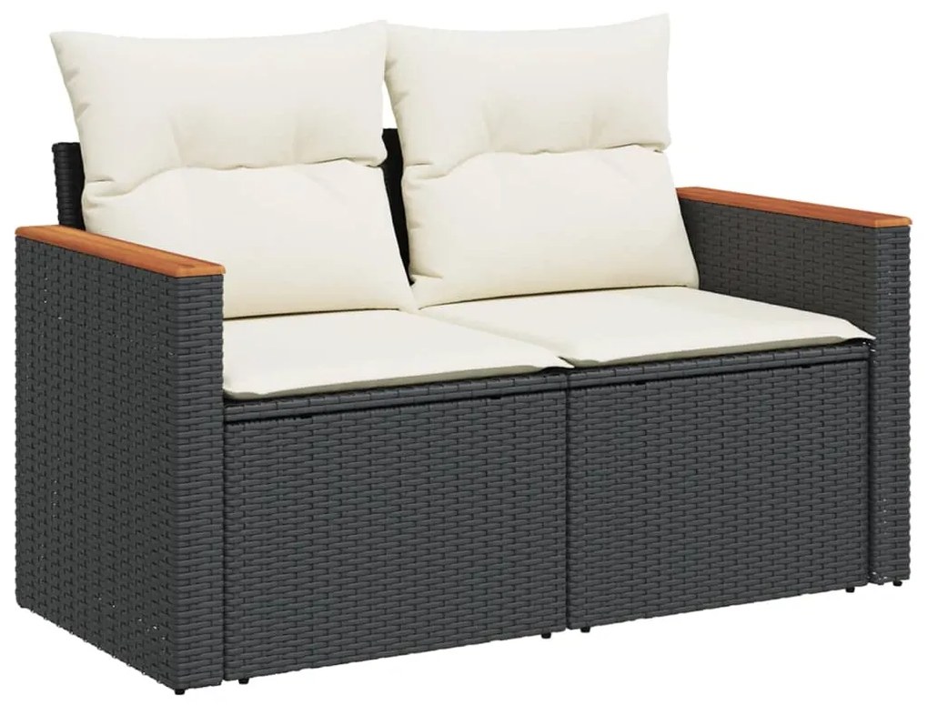 Set divani da giardino con cuscini 8 pz nero in polyrattan