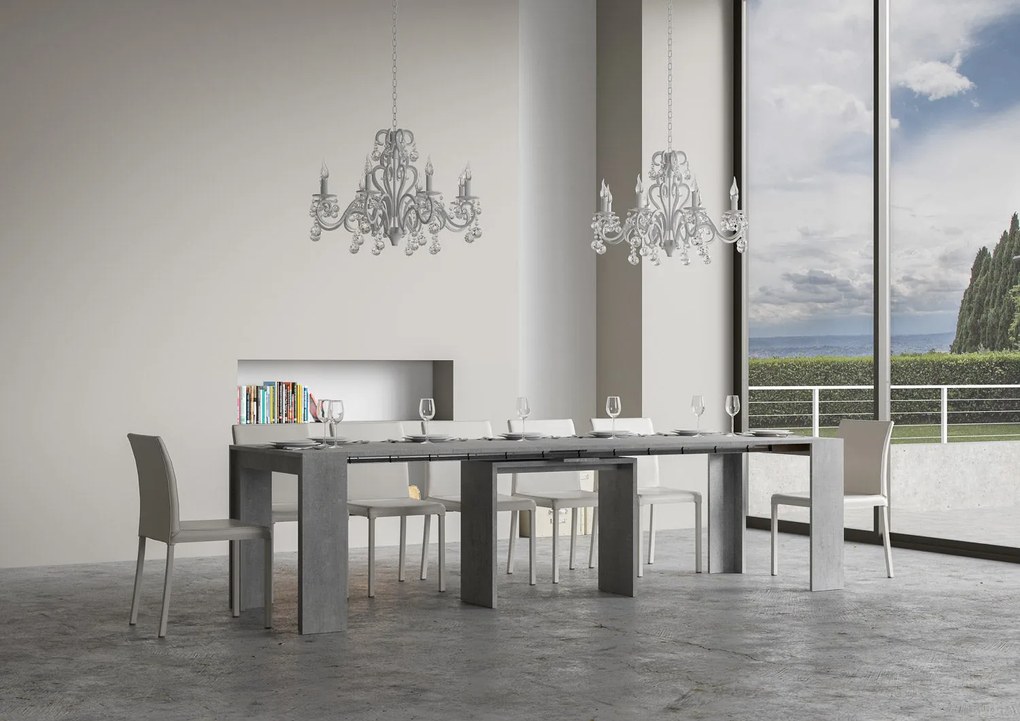 Consolle Allungabile Elegante Mia con Varie Dimensioni, 90x42/302 / CEMENTO