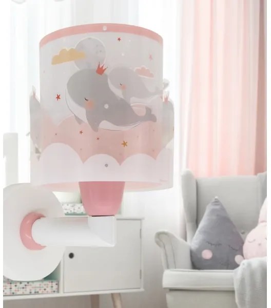 Dalber 61179S - Applique per bambini WHALE DREAMS 1xE27/15W/230V rosa