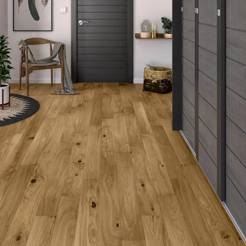 Parquet prefinito in rovere miele Famiglia vetrificato Intenso M