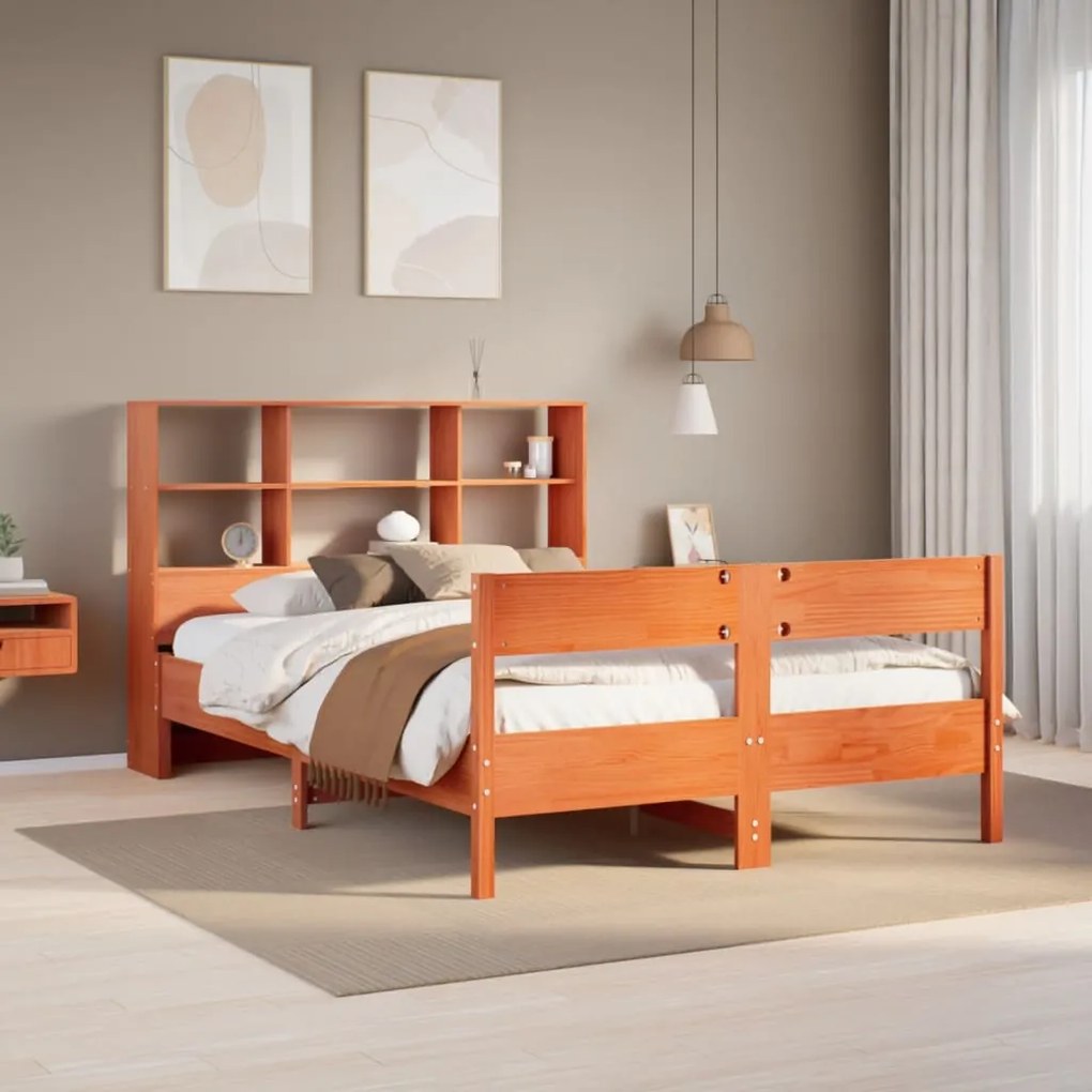 Letto libreria senza materasso marrone cera 140x200 cm in pino