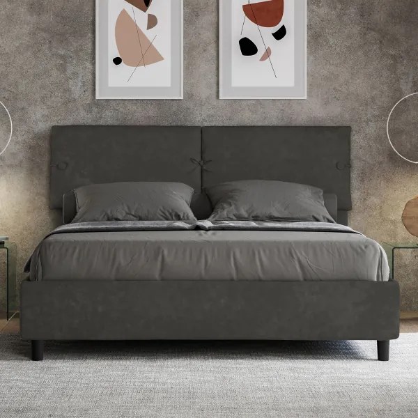 Letto matrimoniale e rete 160x190 in microfibra grigio Sleeper
