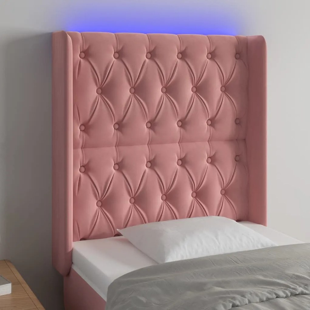 Testiera A Led Rosa 83x16x118/128 Cm İn Velluto /
