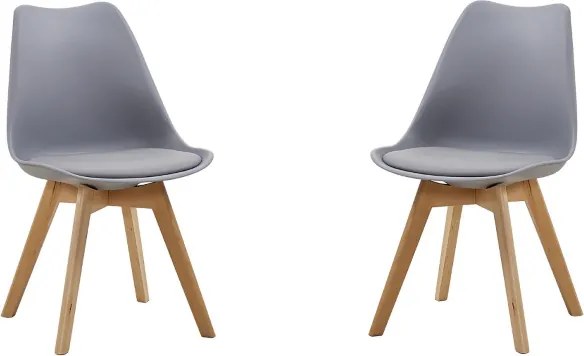 Sedia da pranzo seduta polipropilene Grigio gambe legno - KAIRA 2 pezzi