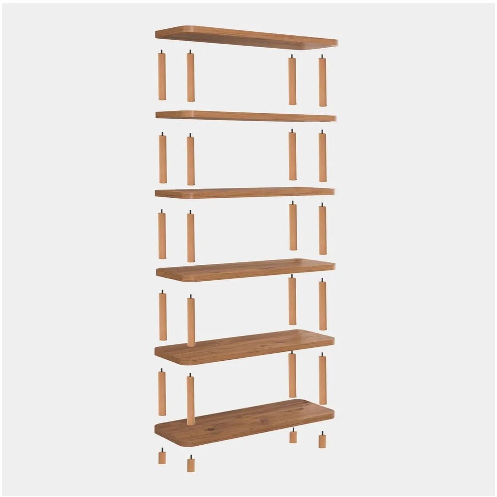 Libreria in pino decorato in colore naturale 80x168,5 cm Step - Kalune Design