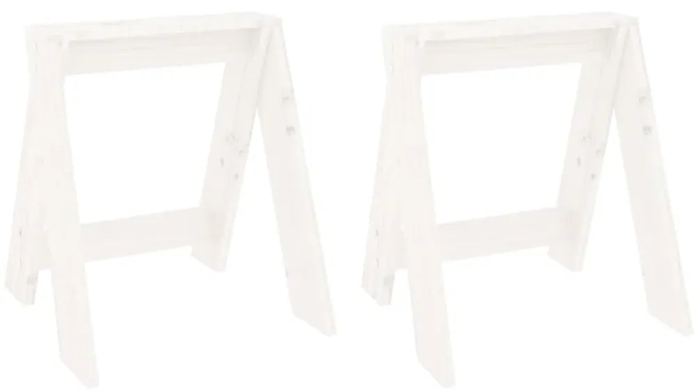 Sgabelli 2 pz bianchi 40x40x45 cm in legno massello di pino