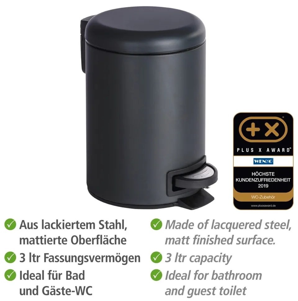 Pattumiera nera , 3 l Leman - Wenko