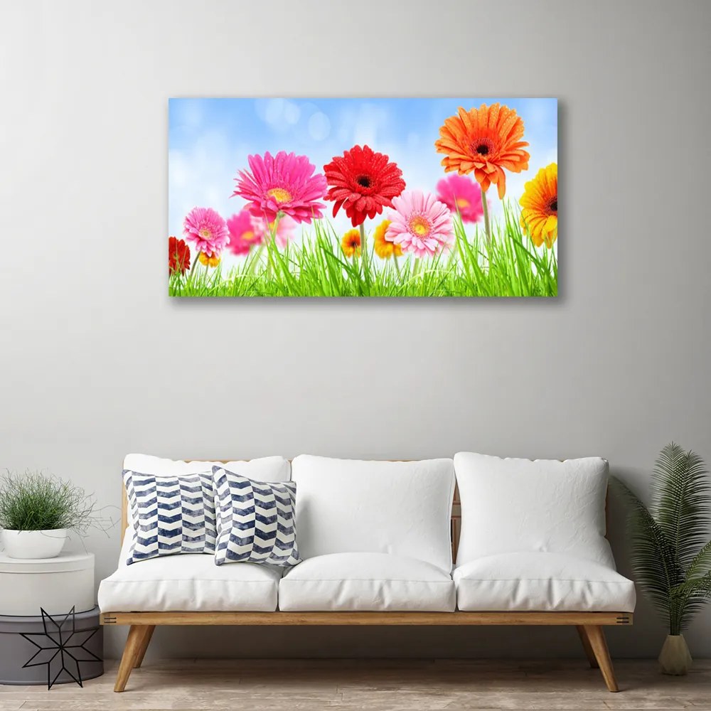 Quadro su tela I fiori dell'erba 100x50 cm