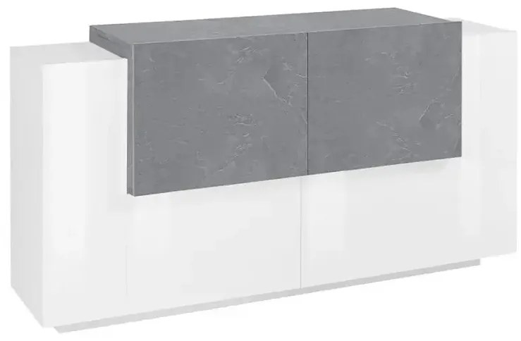 Credenza moderna New Coro, con 2 ante battenti in bianco ardesia