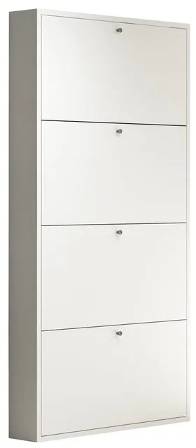 Scarpiera 4 ante L 73 x H 145 x P 15 cm 12 paia, bianco