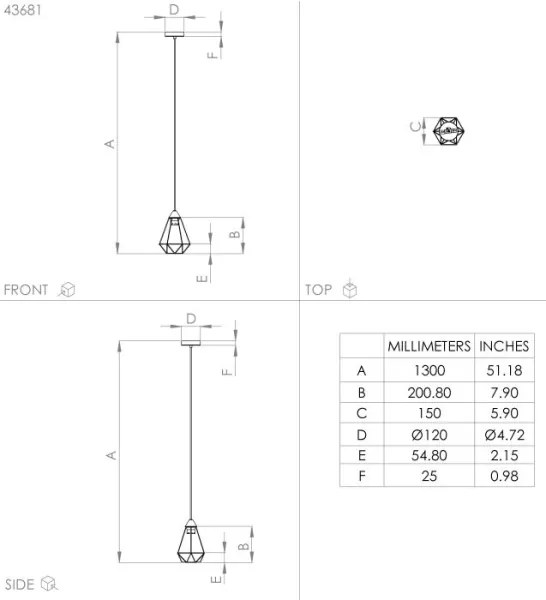 Eglo 43681 - Lampadario su corda TARBES 1xE27/60W/230V d. 17,5 cm