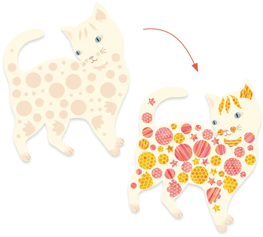 Gioco creativo con adesivi - simpatici gattini