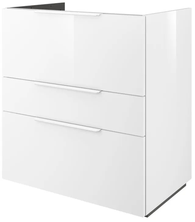 Mobile da bagno a terra sotto lavabo L 75 x H 84 x P 48 cm bianco laccato lucido, 3 cassetti SENSEA Neo Frame