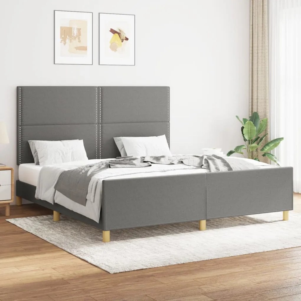 Giroletto Senza Materasso Grigio Scuro 160x200 Cm Tessuto /