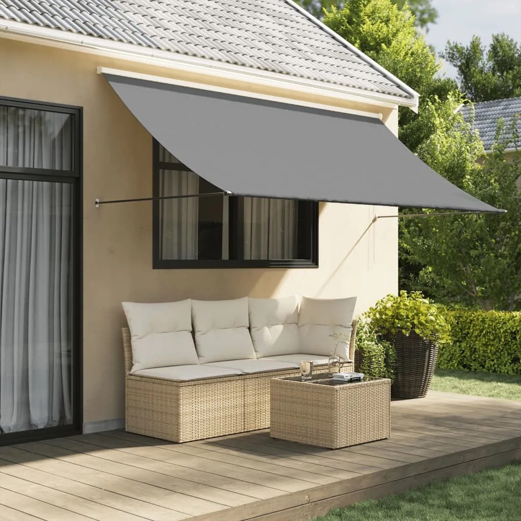 Tenda Da Sole Retrattile Antracite 300x150 Cm Tessuto E Acciaio /