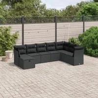 Set Divani da Giardino con Cuscini 8 pz Nero in Polyrattancod mxl 115759