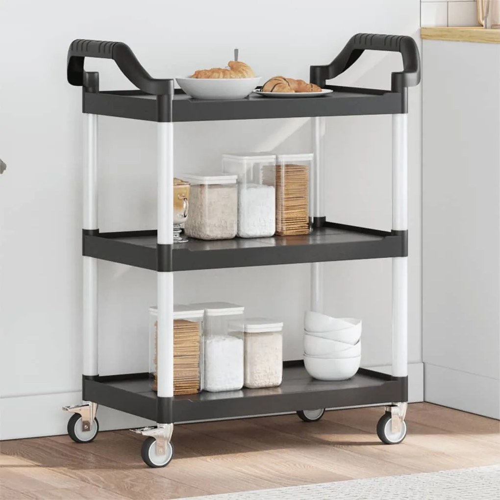 Carrello A 3 Ripiani Nero 81x41x92 Cm İn Alluminio /