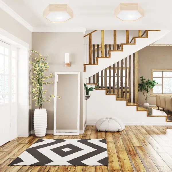 Plafoniera HEX NATURALE 1xE27/60W/230V d. Pino da 32 cm