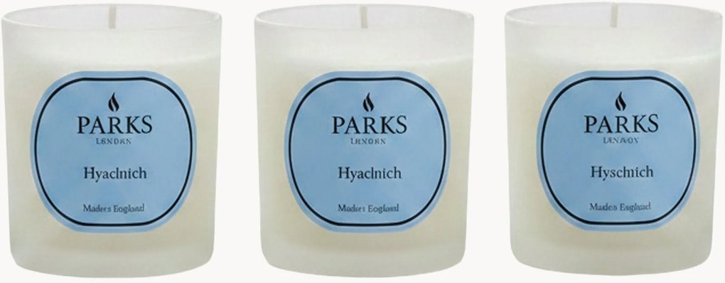 Set di 3 candele profumate fatte a mano Vintage Aromatherapy (giacinto, fiori verdi e muschio bianco)